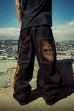 Black Flaming Skull Jeans Bombshell X GLOE f