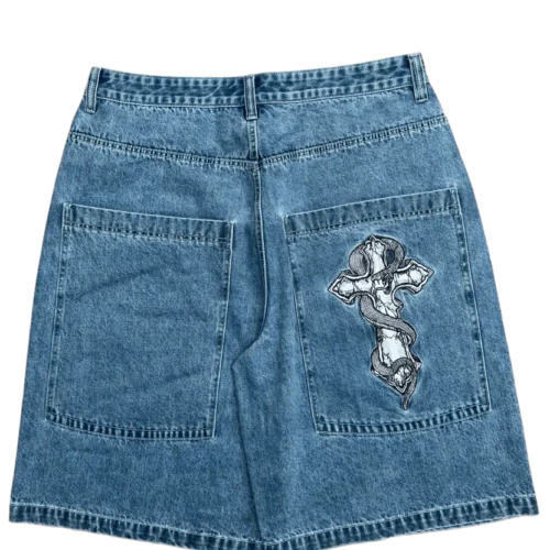 Blue Snake Cross GLOE Jorts