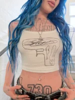 White Cursive GLOE Logo Crop Top f